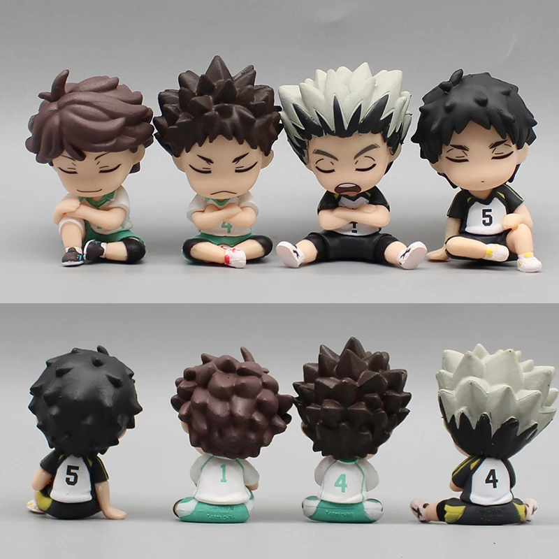 

4pcs Anime Bokuto Kotaro Doll Akaashi Keiji Haikyuu Oikawa Tooru Iwaizumi Hajime Figures Q Version 6cm Pvc Model Collection Toys