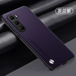 Luxury Leather Brushed Soft Edge Case with Anti - drop Bumper for Infinix Hot 60 Pro (PURPLE)