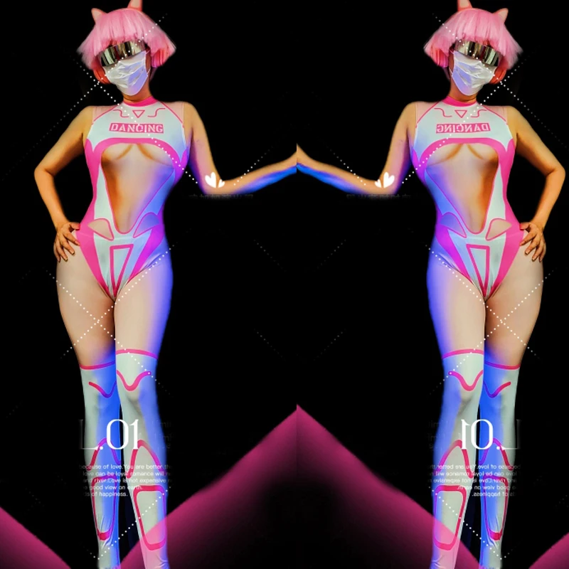 

Sexy Fake Exposed Meat Bodysuit Legs Sets Sexy Pole Dance Costume Gogo Wear Women Ds Dj Stage Rave Outfit Clubwear XS7300