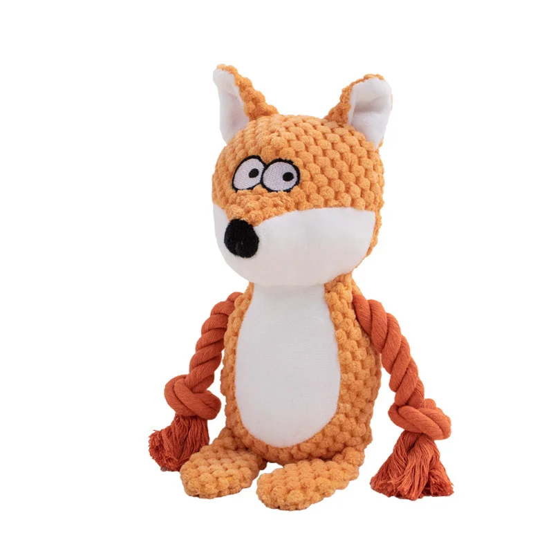 Interactive Animal Plush Rope Toy - Engaging Squeak and Chew Fun