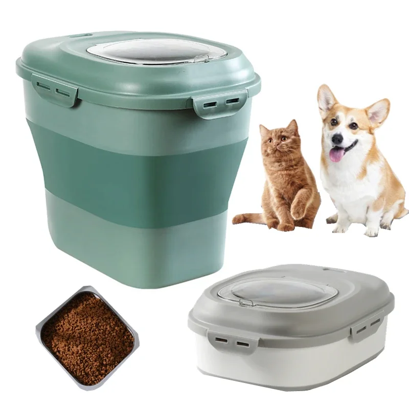 

Pet Dog Food Storage Container Large 15kg Dry Cat Food Box Bag Moisture Proof Seal With Measuring Cup Kitten Puppy Pet Products