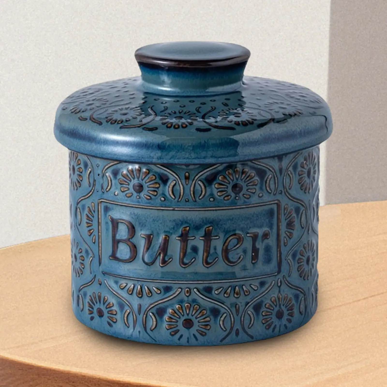 Ceramic Butter Crocks with Water Line for Spreadable Butter with Lid