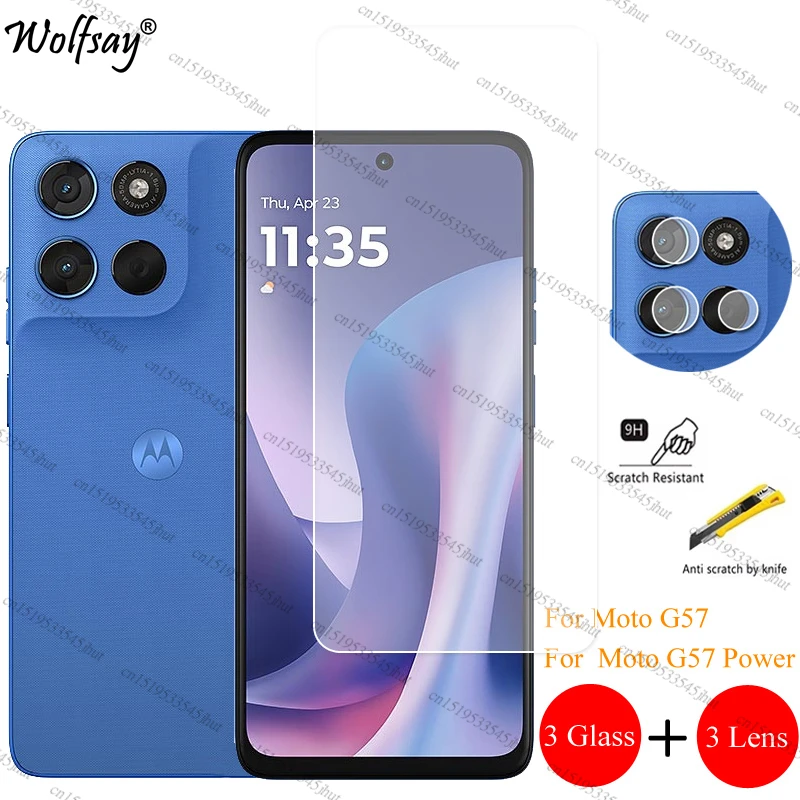 Premium Clear Front Glass Protector for Motorola Moto G57 - Full Adhesive Coverage with Camera Lens Shield