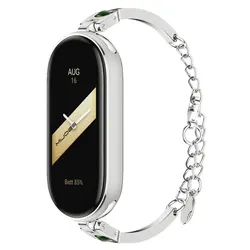 Stylish Ladies Wristband and Bracelet Strap - Mi Band 6 5 (Silver Green 2)