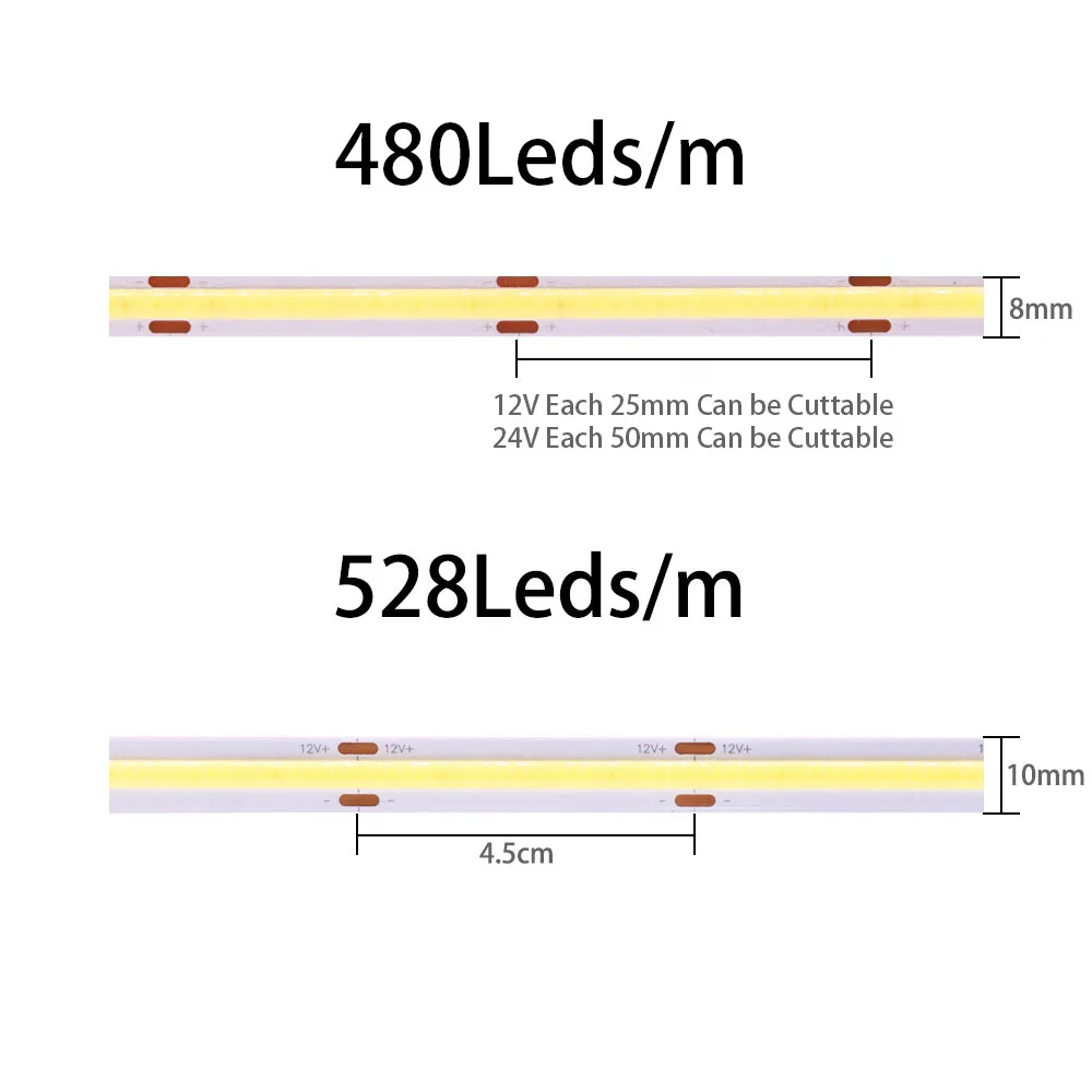 Tanie Pasek COB LED 480 leds/m 528 leds/m miękkie elastyczne światło sklep