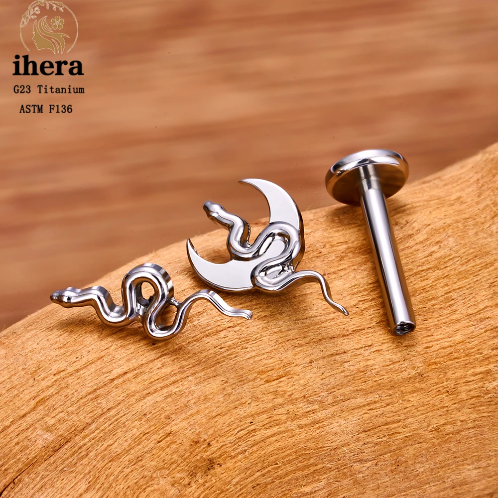 ASTM F136 G23 티타늄 스네이크 페이셜 피처스 라브렛 립 스터드 내부 나사형 트라거스 연골 헬릭스 귀 스터드 피어싱 쥬얼리