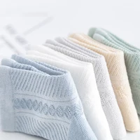 5 paires/lot de chaussettes pour enfants 0-12, chaussettes d'été en coton Jacquard pour bébé filles, maille mignon garçon chaussettes pour enfant en bas âge vêtements accessoires 4