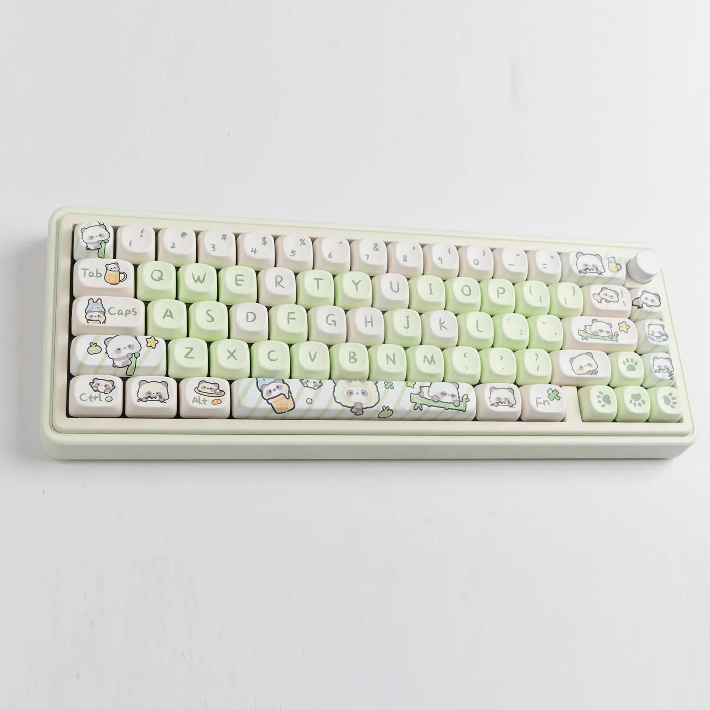 

Колпачки для ключей с принтом молочного зеленого панды, 1 комплект, колпачки для ключей с сублимационной печатью, милые колпачки для ключей с мультяшным принтом, колпачки для ключей с защитой от света MOA для 61, 64, 75, 87, 96, 980