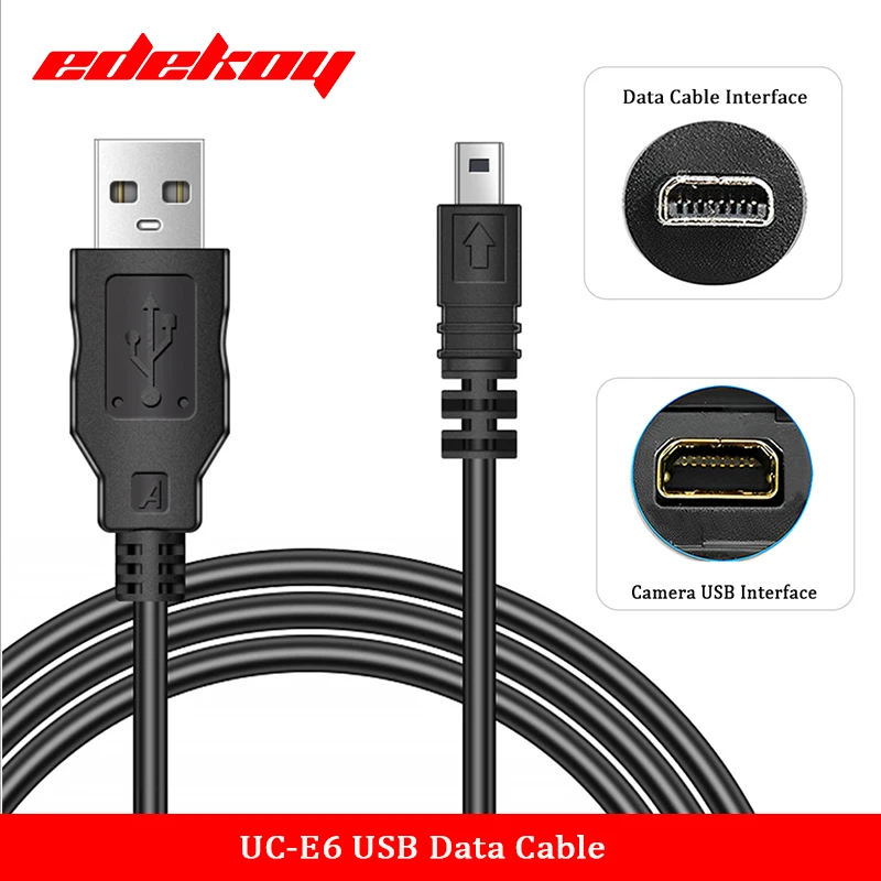 UC-E6 디지털 카메라 USB 데이터 케이블 미니 8핀 니콘 쿨픽스 후지 파나소닉 올림푸스 카메라 케이블