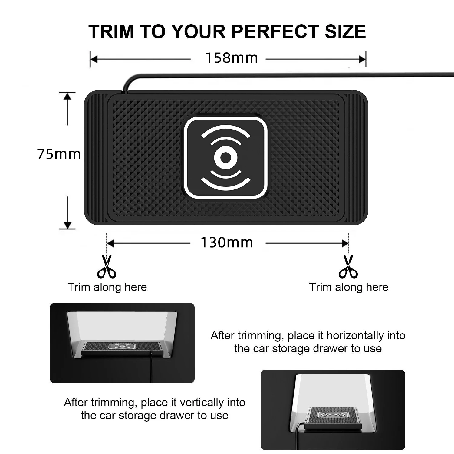 Universal Fast Charging Wireless Car Charger with Silicone Pad Stand
