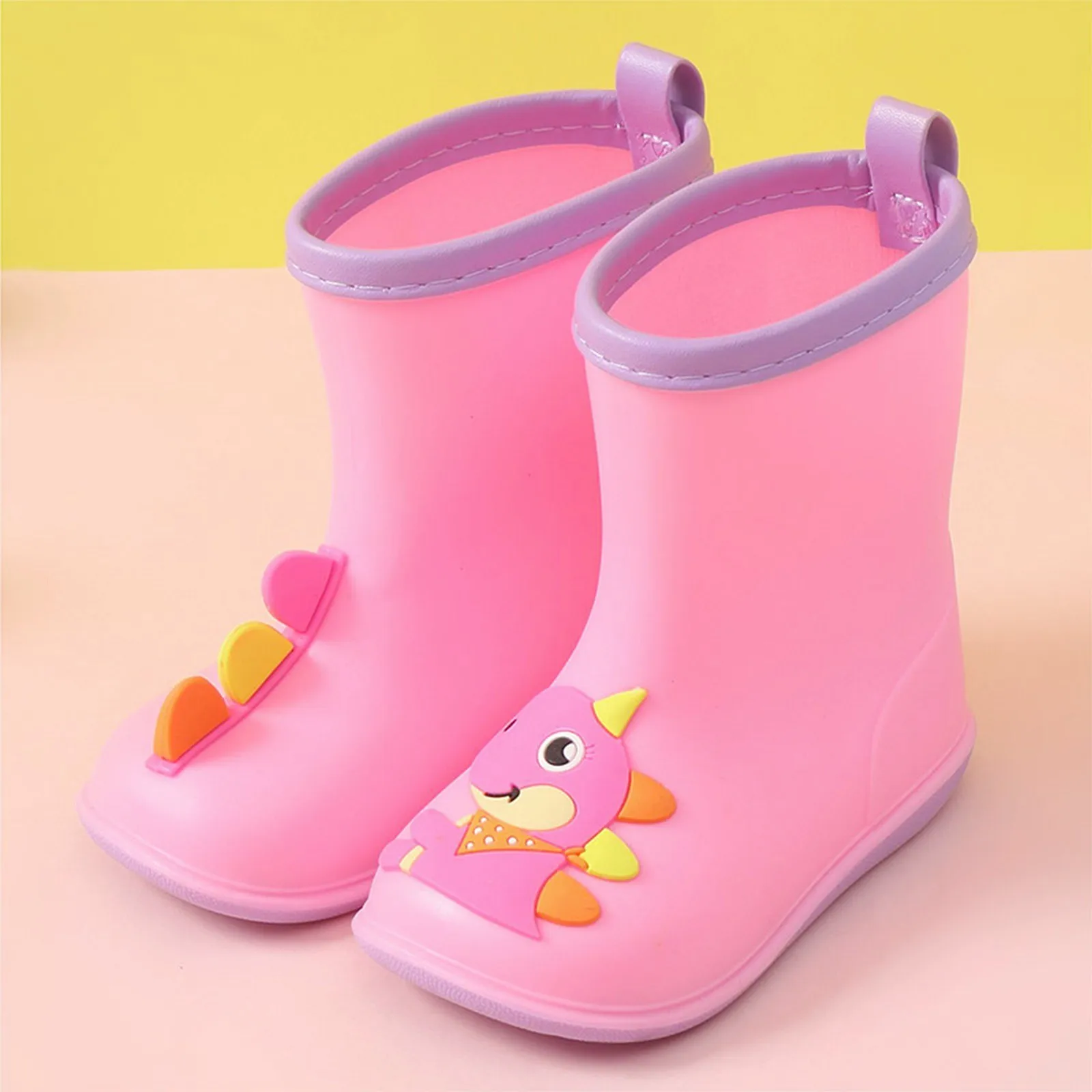 Good Quality Children'S Rain Shoes Boys And Girls Water Shoes Baby Rain Boots Water Boots Dinosaur Cartoon Print