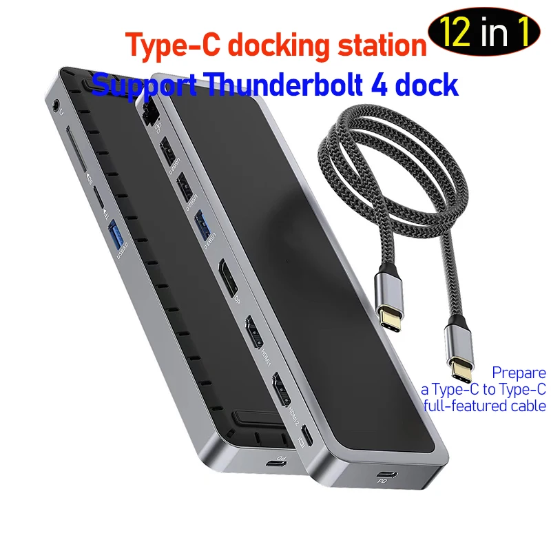 

type c hub Dual HD DP 4k 60hz thunderbolt dock mst hub usb c to 2 hdmi docking station for apple macbook pro laptop accessories