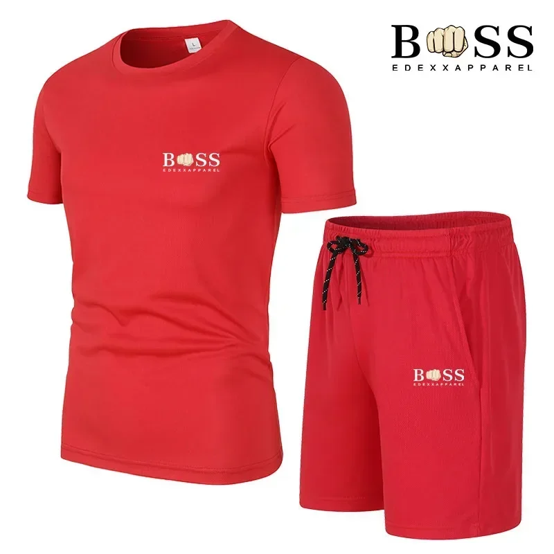 Men Short Set Summer Quick-dry Suit Two-piece Outfit 2024 New T-shirts and Shorts Fashion Jogging Fitness Tracksuit Men's Sets