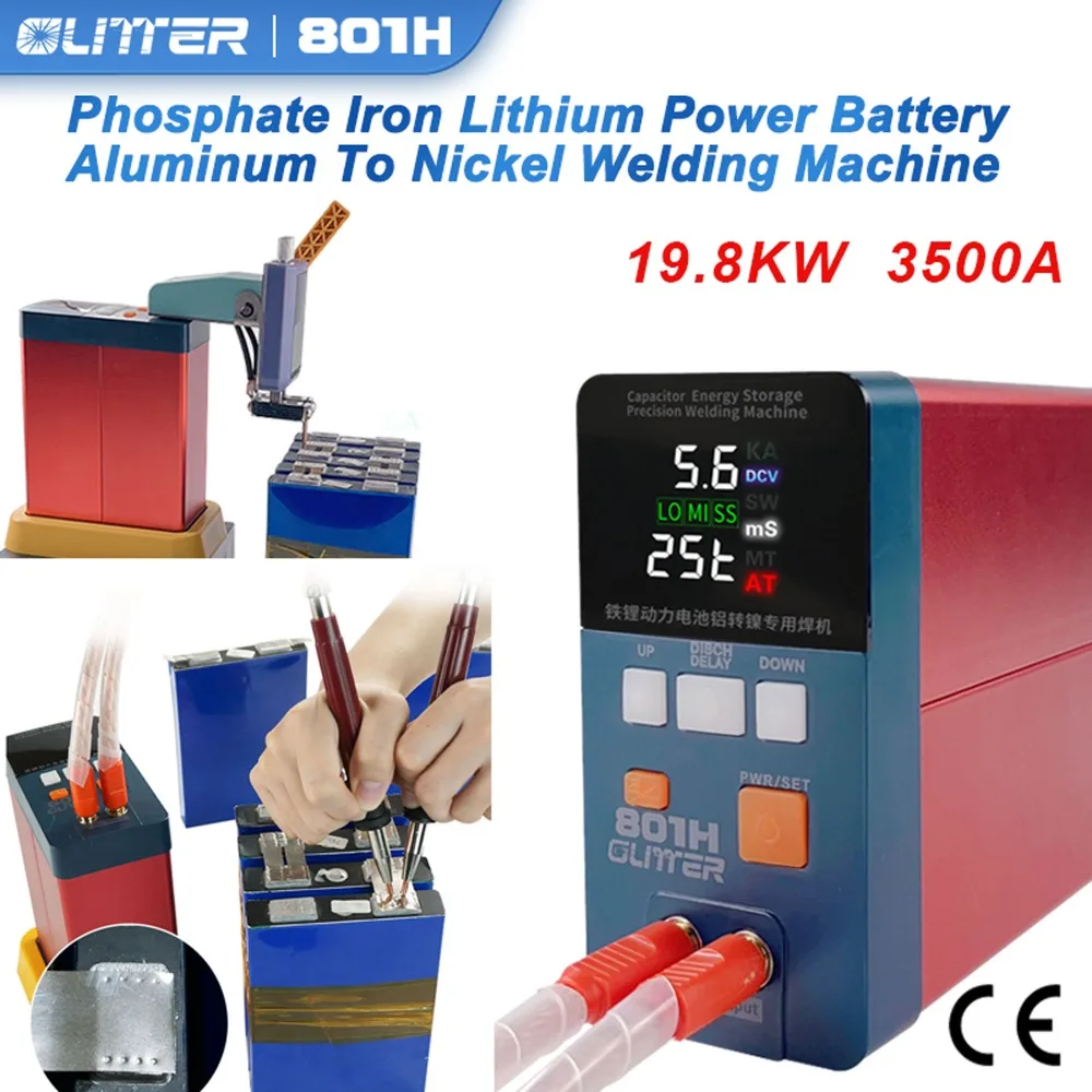 GLITTER 801H Spot Welder 19.8KW 3500A High Current Pulse Spot Welding Machine For Aluminum Nickel Lithium Iron Phosphate Battery 2