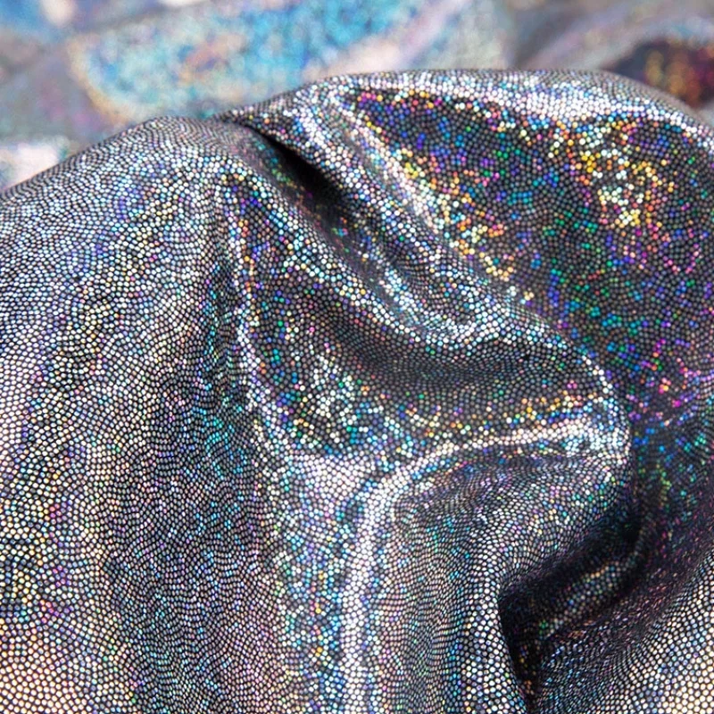 

5meters drop ship Glitter Laser Polyester Fabric Iridescent Holographic Wedding Party Background Doll Clothing Decor Material