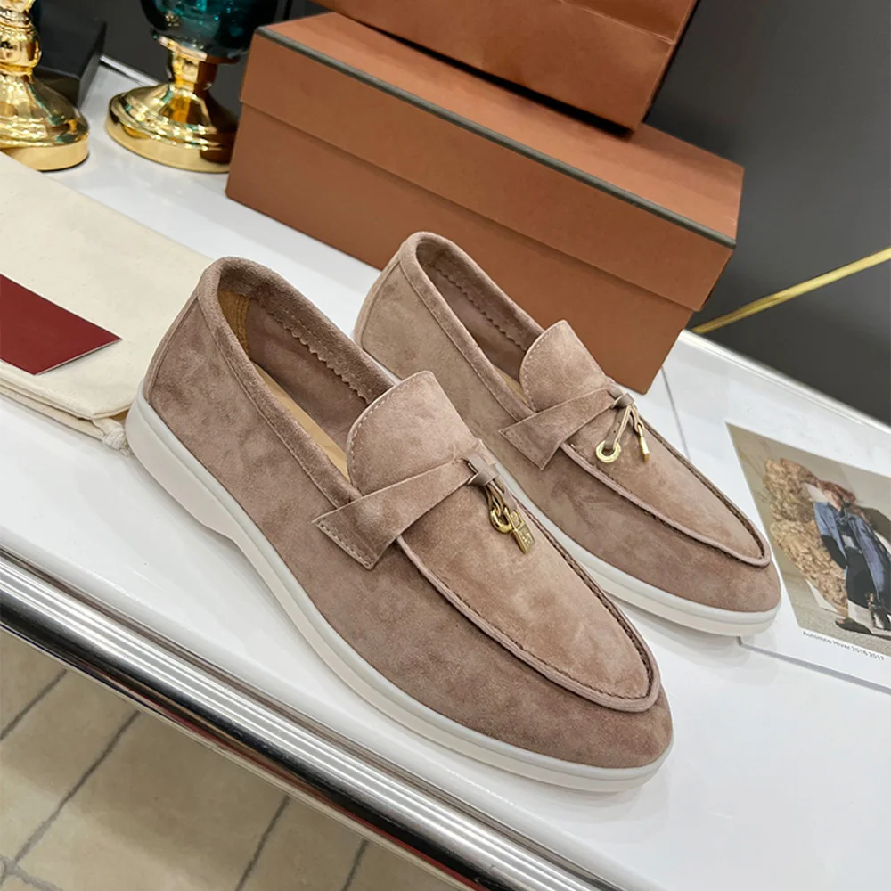 

Women Loafers Suede Leather Flat Walking Shoes 2023 New Shoes for Men 2023 Lovers Casual Shoes