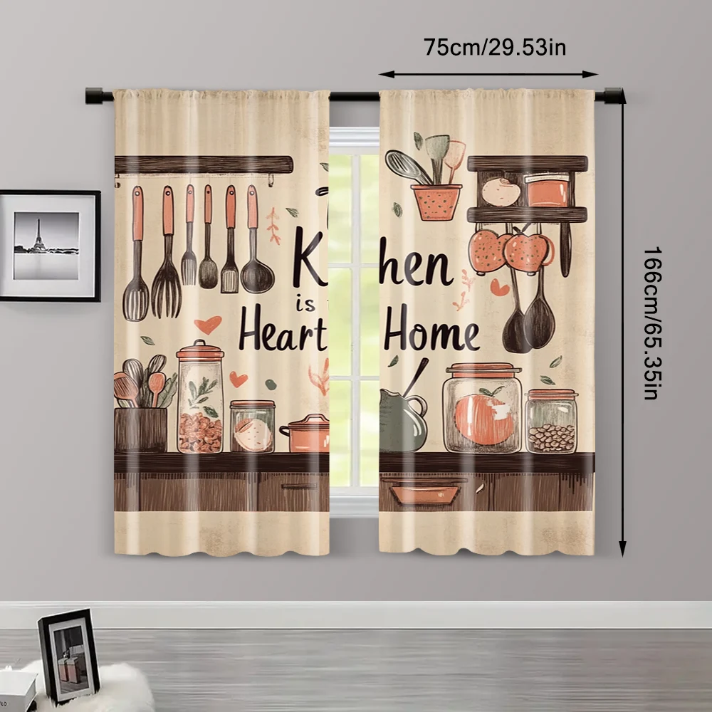 2pcs, Curtain Cloth Vegetables Fruits Durable Polyester (without rod) All Seasons Ldeal for Bedroom, Living Room 3