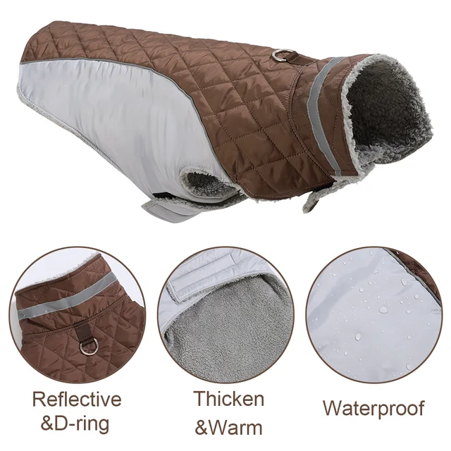 Big Dog Clothes For Winter Warm Thicken Pets Vest Coat With D-ring Outdoor Waterproof Reflectivce Jacket For Large Dogs Labrador 2