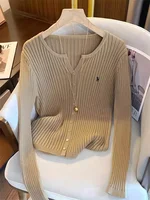 2025 New Women Solid Fashion Knitted Tops  Y2K Embroidery Long Sleeve Cardigans Sweaters Fashion Streetwear Lady Shirts - Image 3