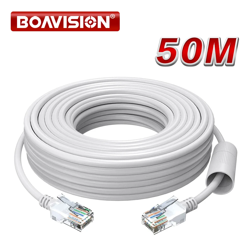 Cavo Ethernet Cat5e 20m 30m 50m cavo di rete RJ45 ad alta velocità bianco per sistema di telecamere di sicurezza POE, Switch PoE ecc.