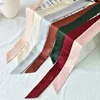 5X190CM Women Narrow Long Scarf Solid Color Chiffon Silk Rubber Red Tie Black Bag Ribbon Headband Choker Streamer Scarf Fur Coat 6