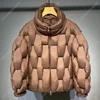 Unisex Thick Parkas Jackets Women Luxury Designer Square Weave High Collar Warm Jacket Casual Oversized Warm Puffer Bubble Coat 2