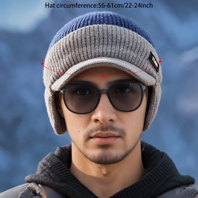 Dual-Tone Knit Baseball Cap - Outdoor Activities | Fashionable Dad Hat with Ear Protection | Perfect for Couples Hats for Men 3
