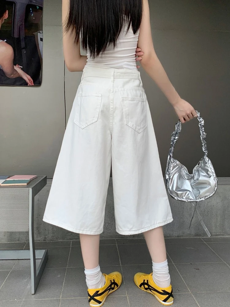ADAgirl Denim Calf-Length Pants Women Harajuku Hip Hop Y2k Shorts Low Waisted Baggy Jeans Summer Short Streetwear Korean Bottoms