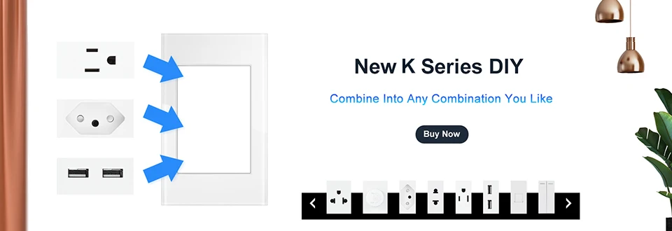Description Picture 4 of itemSRAN CL US BR Socket, USB AC Port,1/2 gang Wall Light Switch TV RJ45,120*120mm Panel Function Key Free Combination DIY White