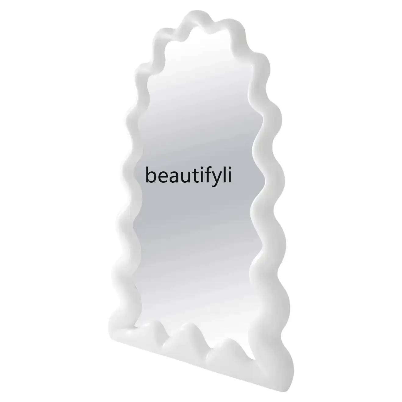 

zqRetro Floor Mirror Art Style Full-Length Mirror Light Luxury Irregular Mirror Household Solid Wood Flame Mirror