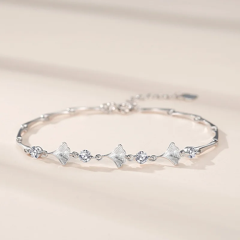 

925 Sterling Silver Ginkgo Leaf Bracelet Female Korean Version Personality Fashion Boudoir Luxury Hand Accessories