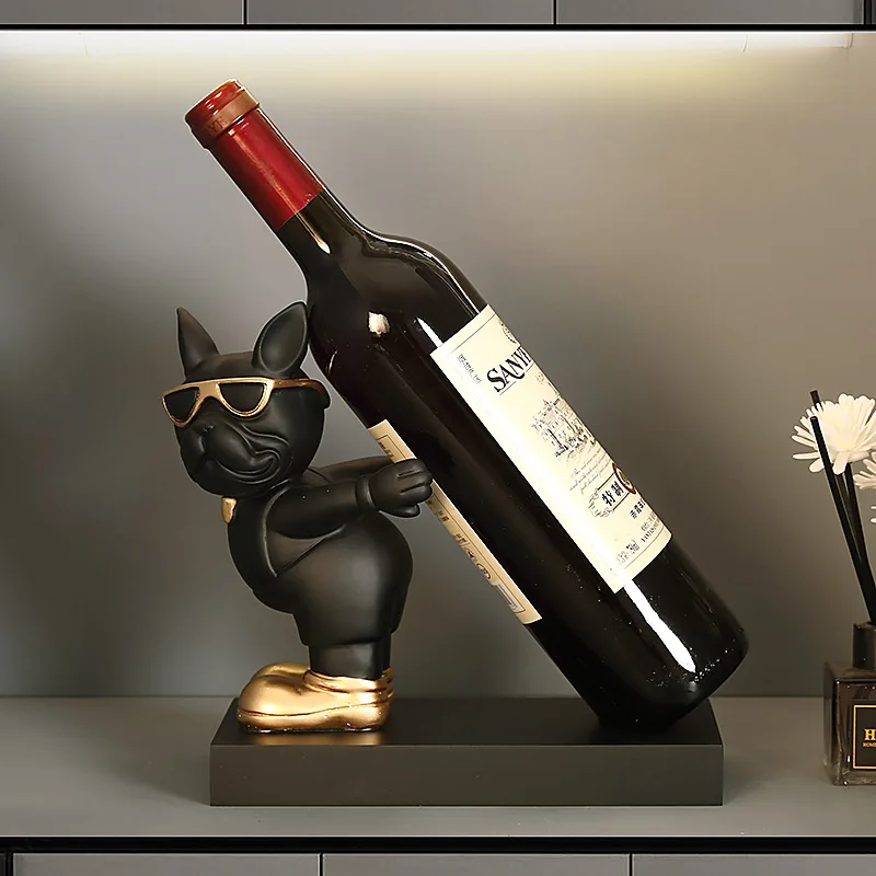 

French Fighting Dog Wine Rack Creative Living Room Red Wine Rack Ornaments Wine Cabinet Dining Table TV Cabinet Decorations