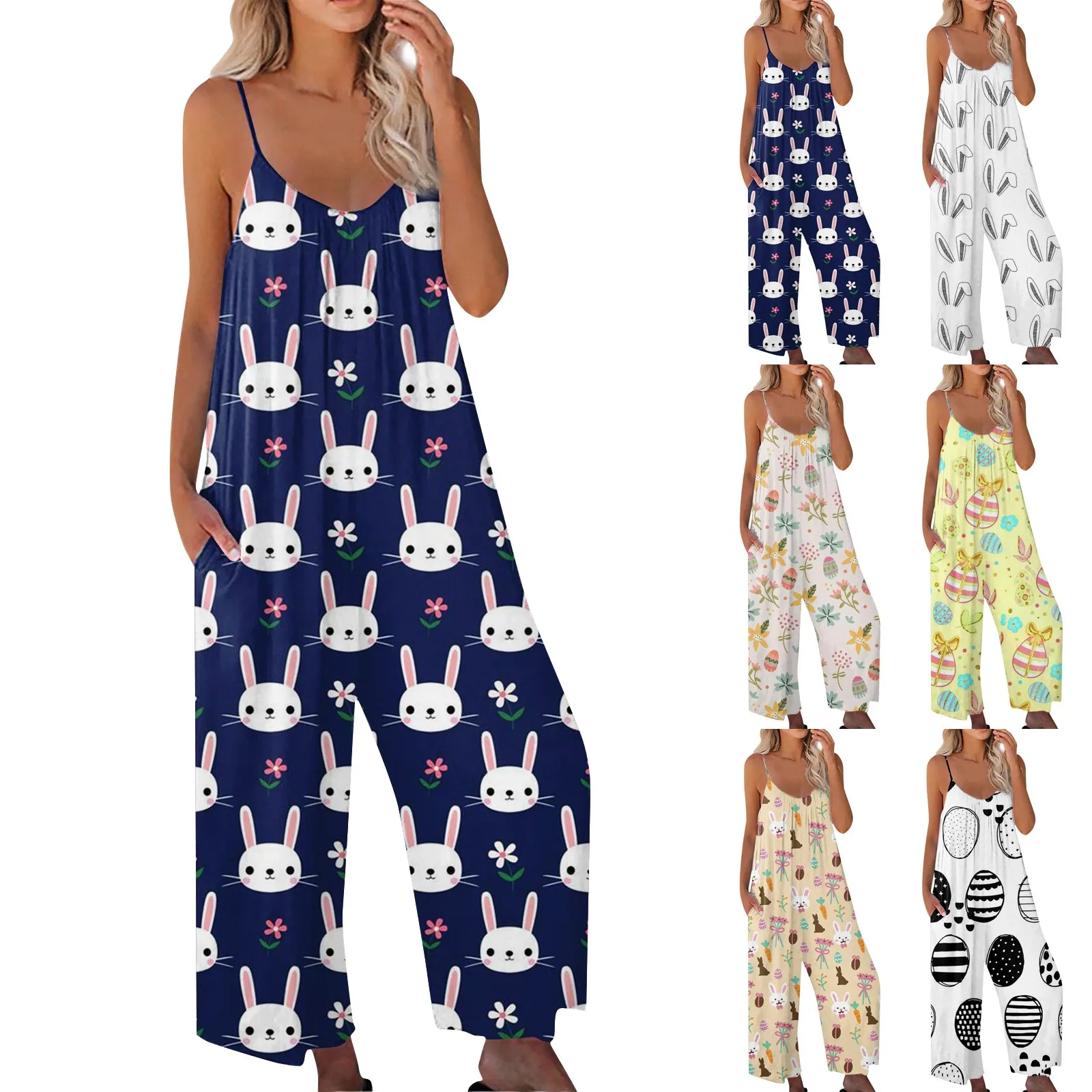 

Women's Printed Jumpsuit Casual Loose Adjustable Suspender Jumpsuit Fashion Skin Friendly Korean Style Blouse боди женское