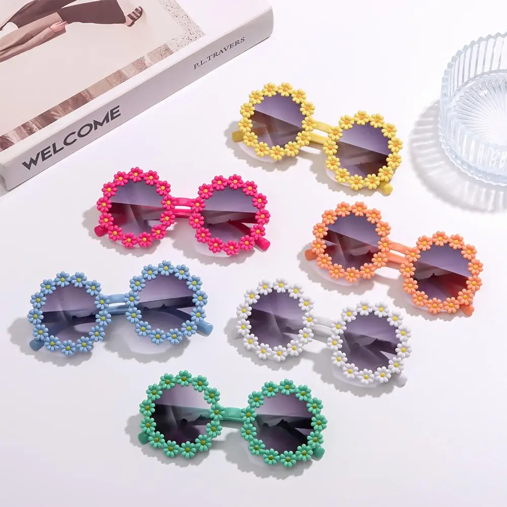 Round Flower Sun Glasses for Kids Cute Daisy Sunglasses Children Outdoor Sun Protection Shades Fashion Funny Party Eyewear 3