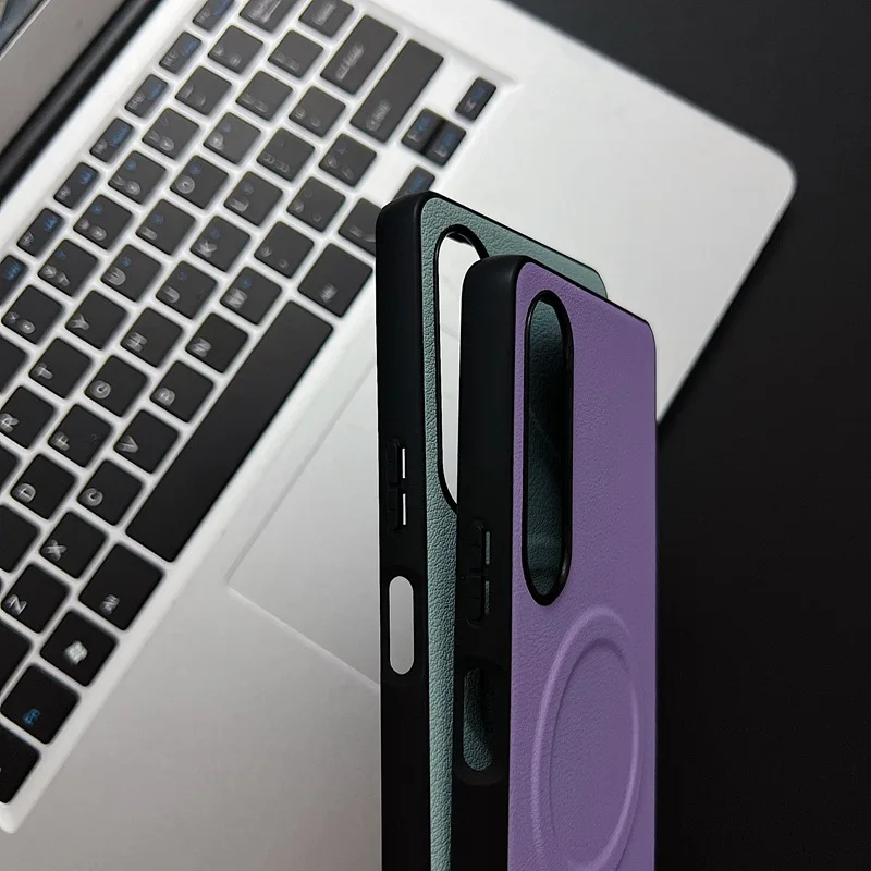 Luxury PU Leather MagSafe Magnetic Phone Case - Wireless Charging Shockproof Cover