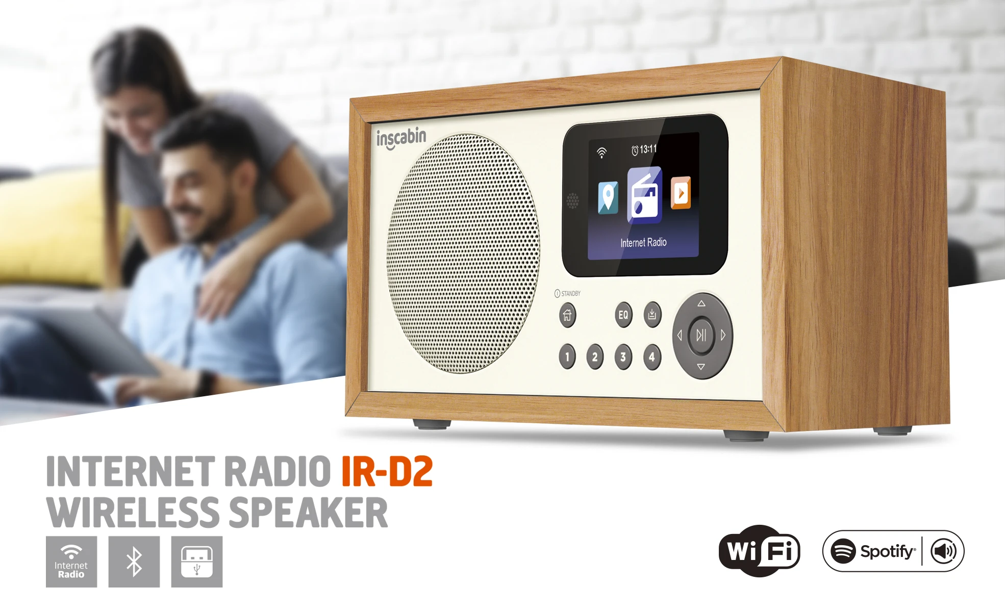 Inscabin D2/D4 Internet Digital Radio, Internet Radio/Digital Radio with  Spotify Connect and Bluetooth/Colour Screen