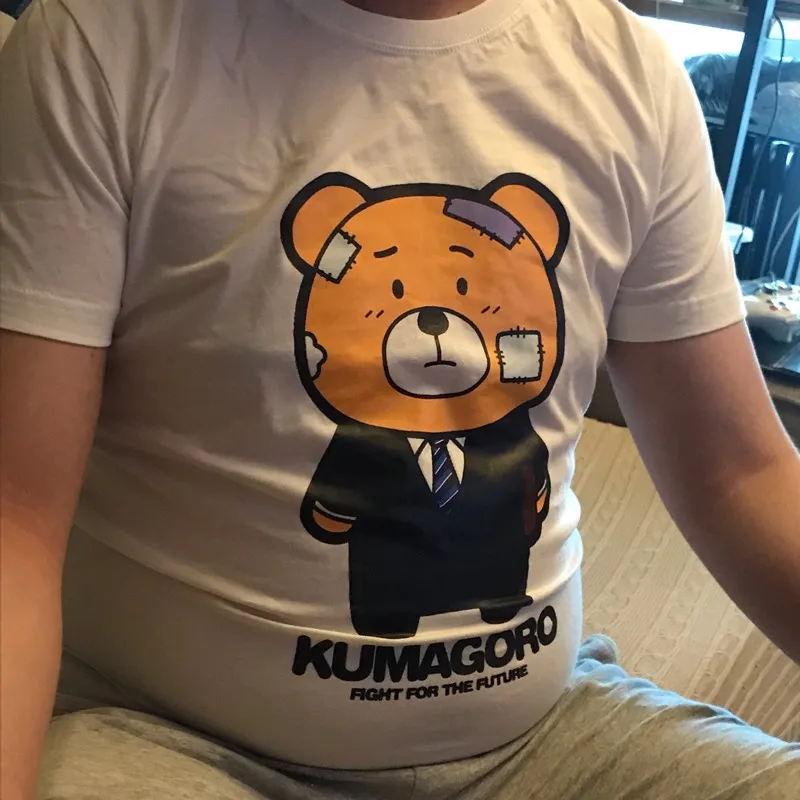 

Футболка мужская с принтом медведя KUMAGORO, Повседневная футболка из хлопка с круглым вырезом и коротким рукавом, Размеры M ~ 3XL