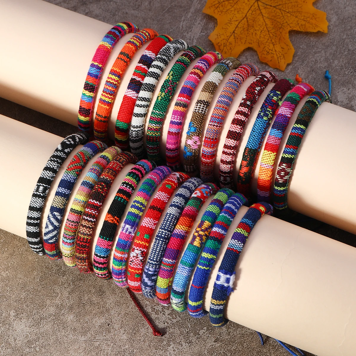 Woven Bracelets 24pcs Bohemian 2 Style Woven Bracelets Set Random Colorful Cloth Art Friendship Surf Bracelet For Men Women