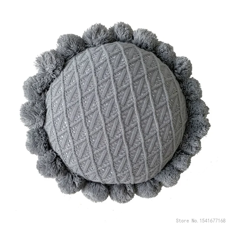 Creative Pillow Knitted Wool Cushion for Sofa, Lattice Ball, Nordic, Circular seat cushion, Stereo Hollow Cushion, 50cm Diameter
