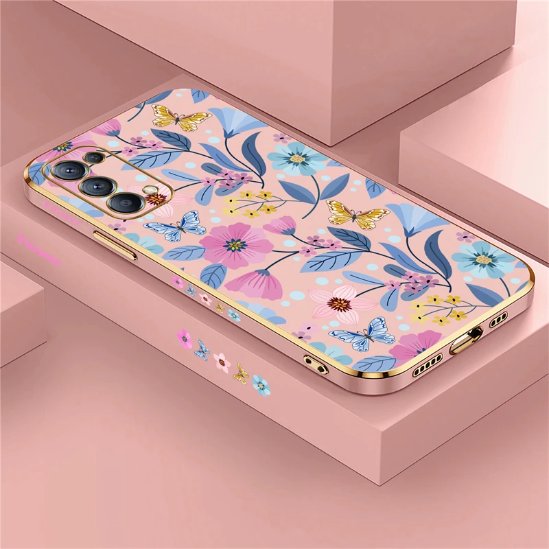 Elegant Floral Silicone Phone Case with Plated Design – Soft Protective Cover