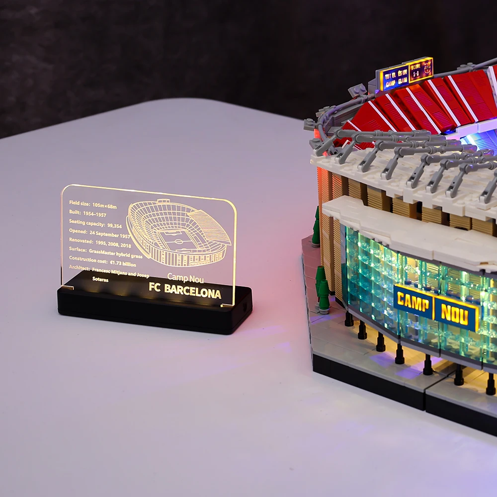 Led Light Acrilico Tabellone Segno Targa Targhetta Per Camp Nou - Fc Barcelona 10284 Building Blocks Mattoni Giocattoli Set