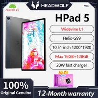 New Headwolf HPad 5 Android 14 Tablet 10.5-inch Helio G99 Max 16GB RAM 128GB ROM Dual SIM pad Widevine L1 8500mAh fast charge 1