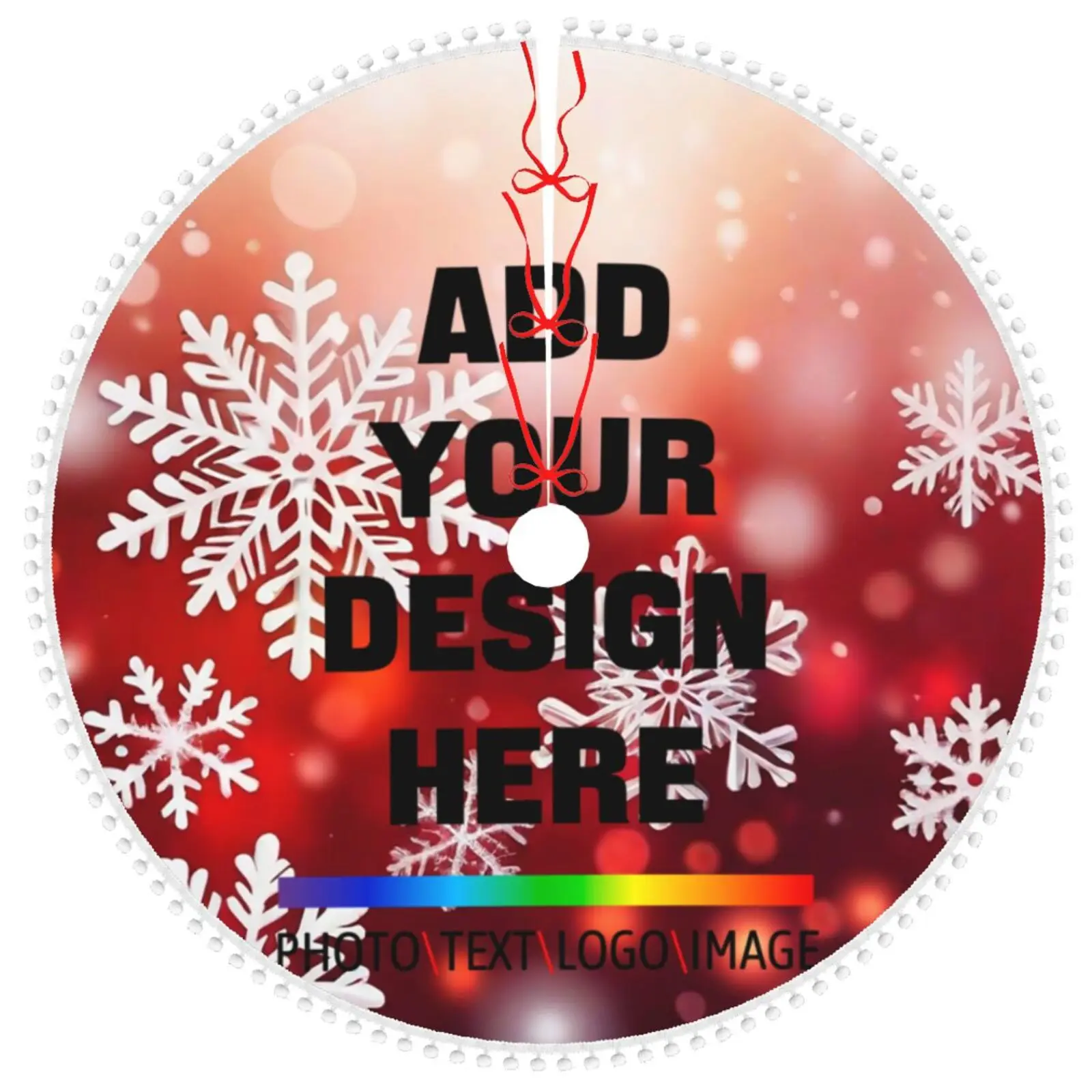 Custom Christmas Tree Skirt with Pom-Pom Trim 1 | Custom Christmas Tree Skirt with Pom-Pom Trim 1