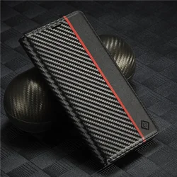 Stylish Carbon Fiber Magnetic Wallet Case with Leather Flip Cover - Galaxy A35 5G (MT022B)