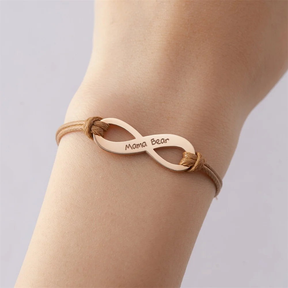 

Infinity Custom Personalized Bracelet Engrave Name Bangle Rope Adjustable Gift For Women Man Jewelry Stainless Steel