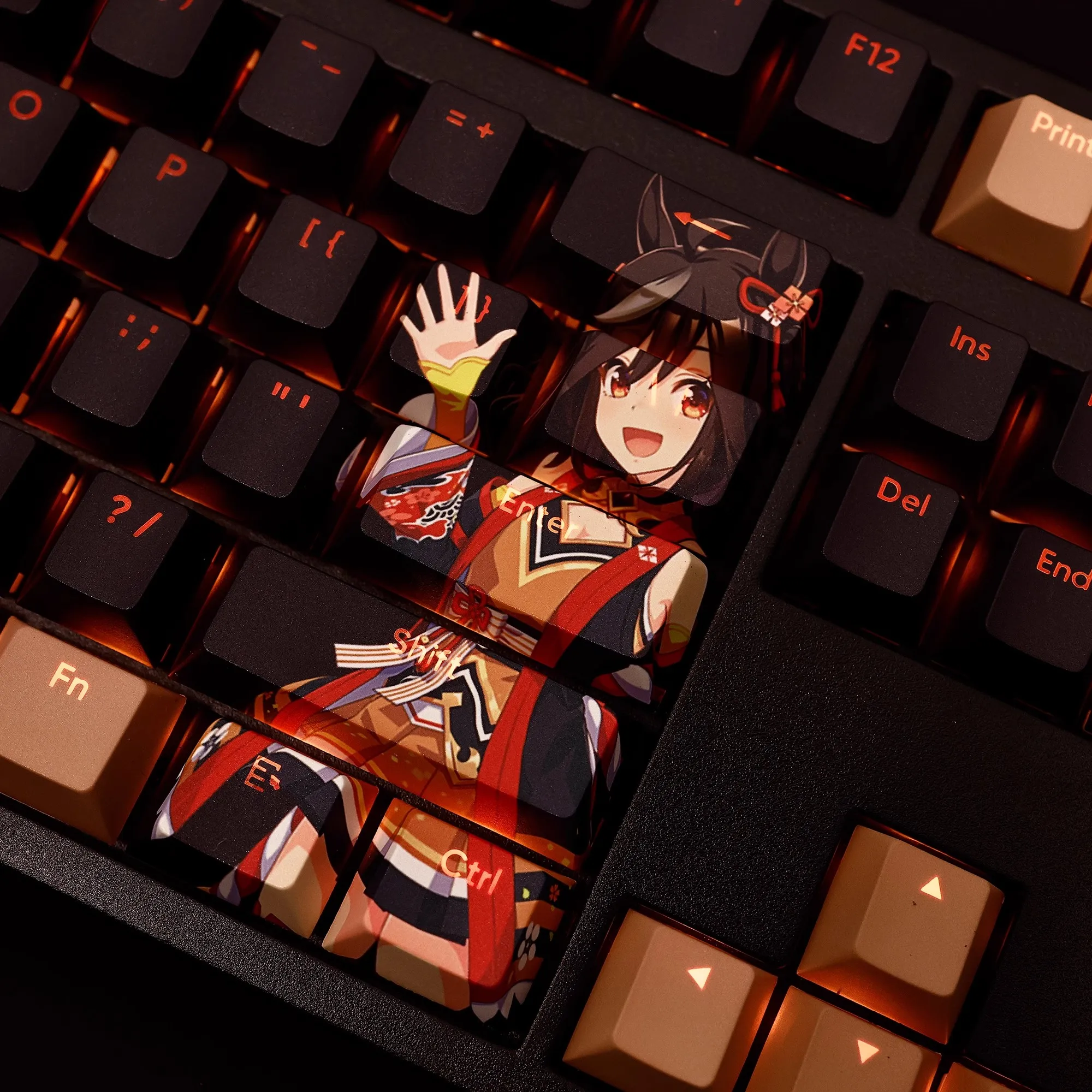 Anime Gaming Keycaps Grupo Pretty Derby Kitasan Preto Pbt Tintura Subbed Backlit Ansi 61 87 104 108 Chaves - Imagem 2