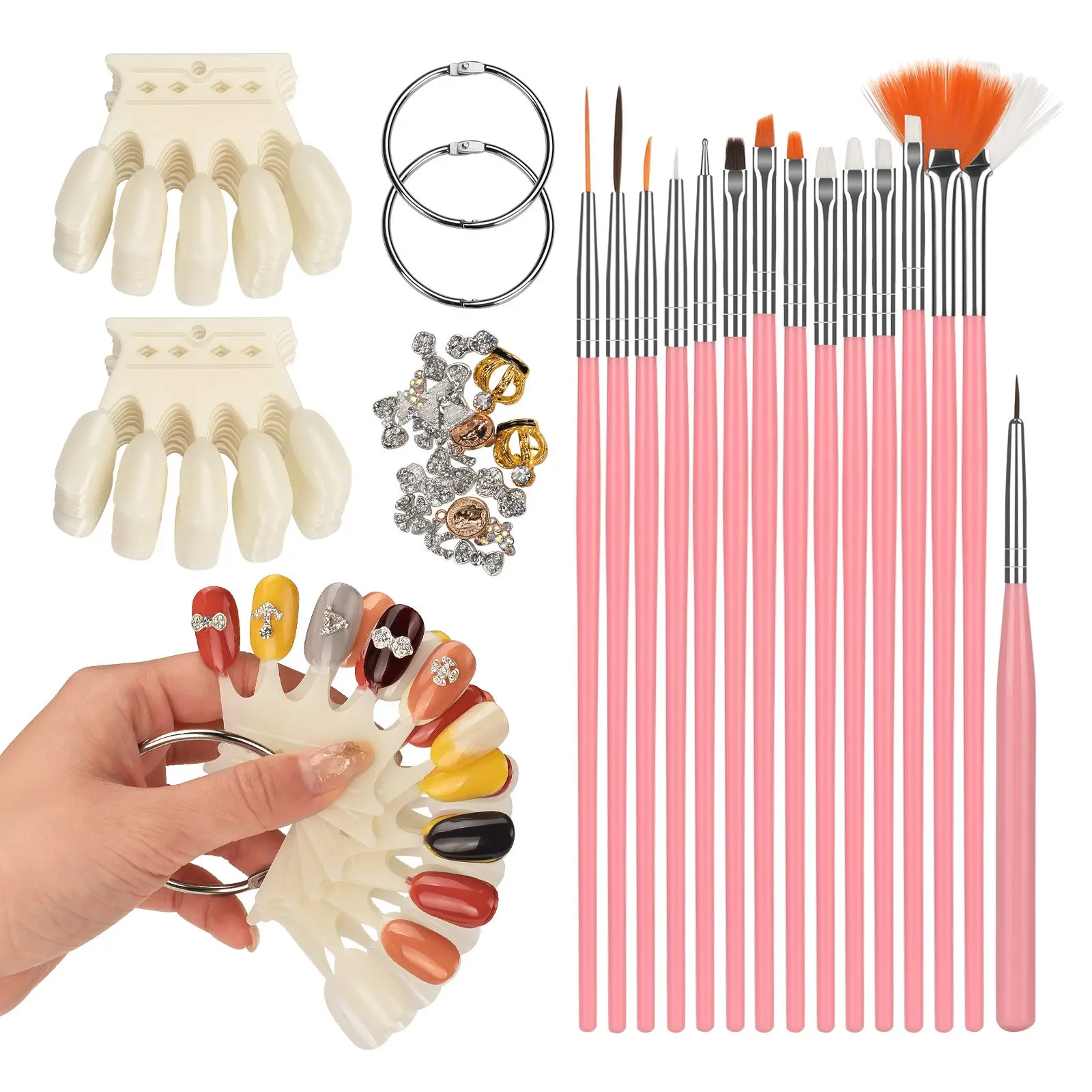 

Nail Art Tips Crown Fake Nail Sticks Display Brush Kit Colour Display Card Practice Manicure Polish Gel Templates Show Tool