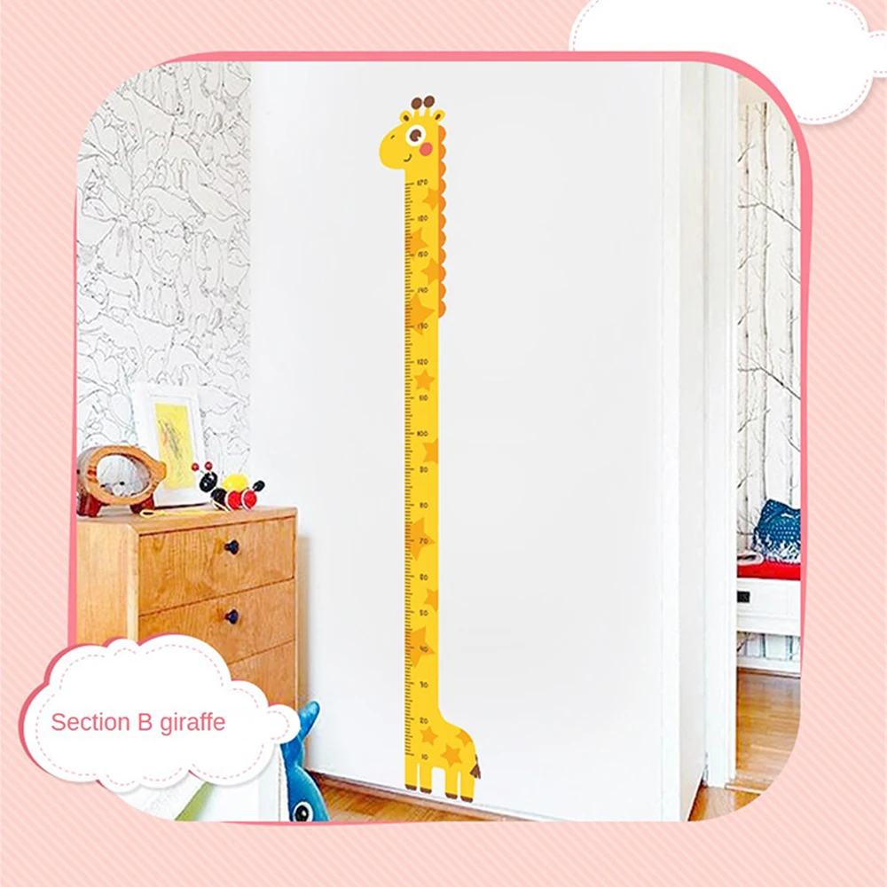 Cartoon Baby Dinosaur Kids Height Sticker PVC Self Adhesive Giraffe Children Height Ruler Animal Wall Sticker Home Decor