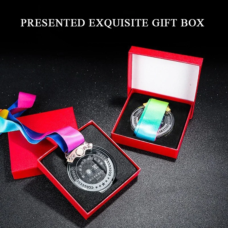 Hight Clear Crystal Glass Medals 1st 2nd 3rd WINNER MVP Blank Award Plaque with Gift Box Packagin 1pcs Free Design and Make
