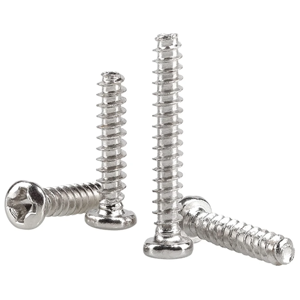 30–100 Stück Flachschwanz-Kreuzschlitz-Blechschraube aus Kohlenstoffstahl, M1,2, M1,7, M2, M2,6, M3, M4, M5, Kreuzschlitz-Rundkopf-Blechschrauben – Detail 10